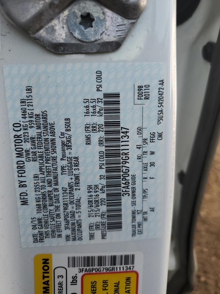 2016 Ford Fusion S VIN: 3FA6P0G79GR111347 Lot: 86637355