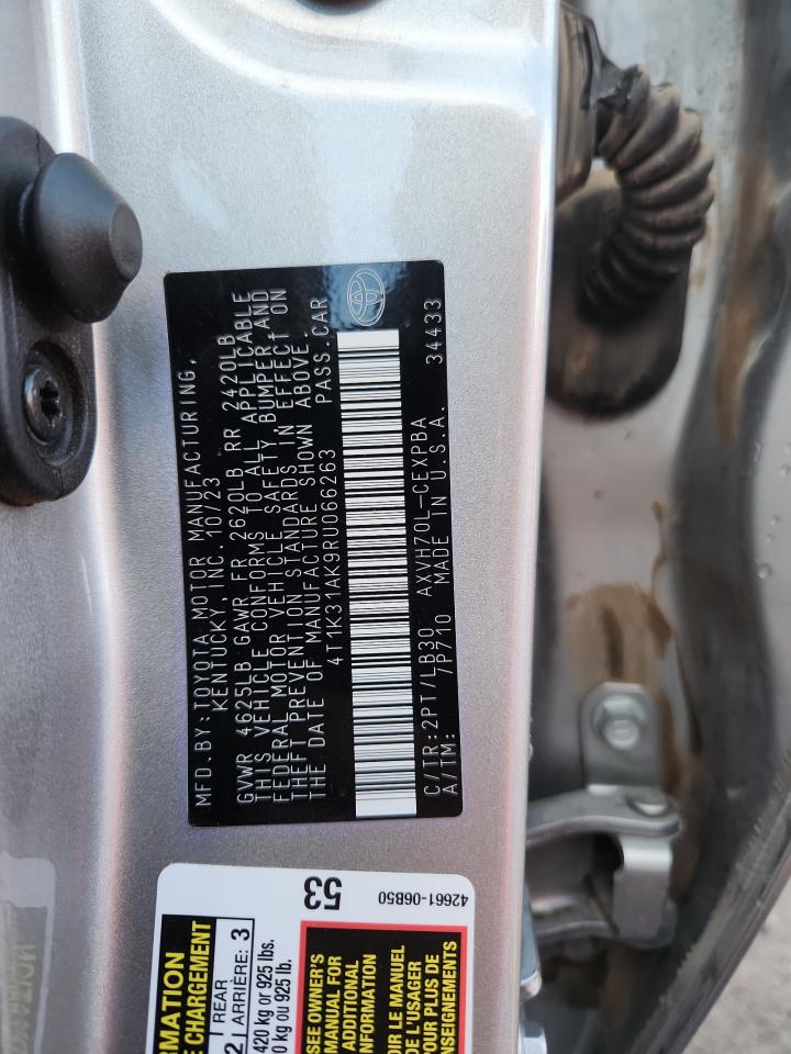 2024 Toyota Camry Xse VIN: 4T1K31AK9RU066263 Lot: 86118975