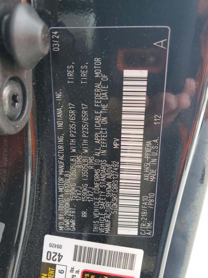 2024 Toyota Sienna Le VIN: 5TDKSKFC8RS127492 Lot: 81930595