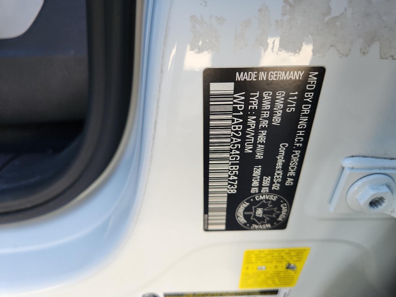 2016 Porsche Macan S VIN: WP1AB2A54GLB54738 Lot: 82616795