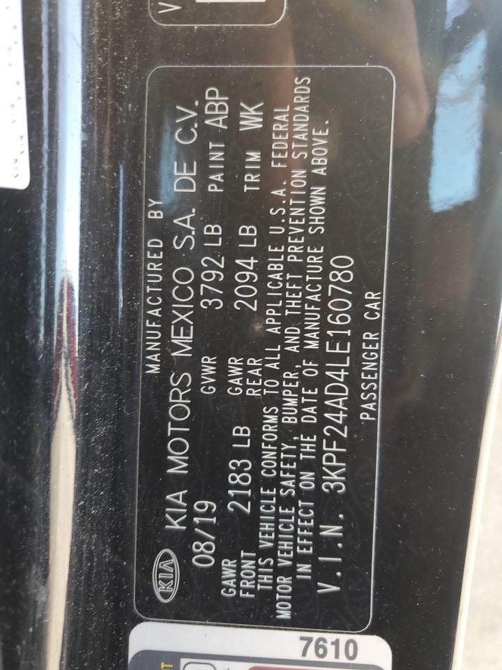 2020 Kia Forte Fe VIN: 3KPF24AD4LE160780 Lot: 86697075