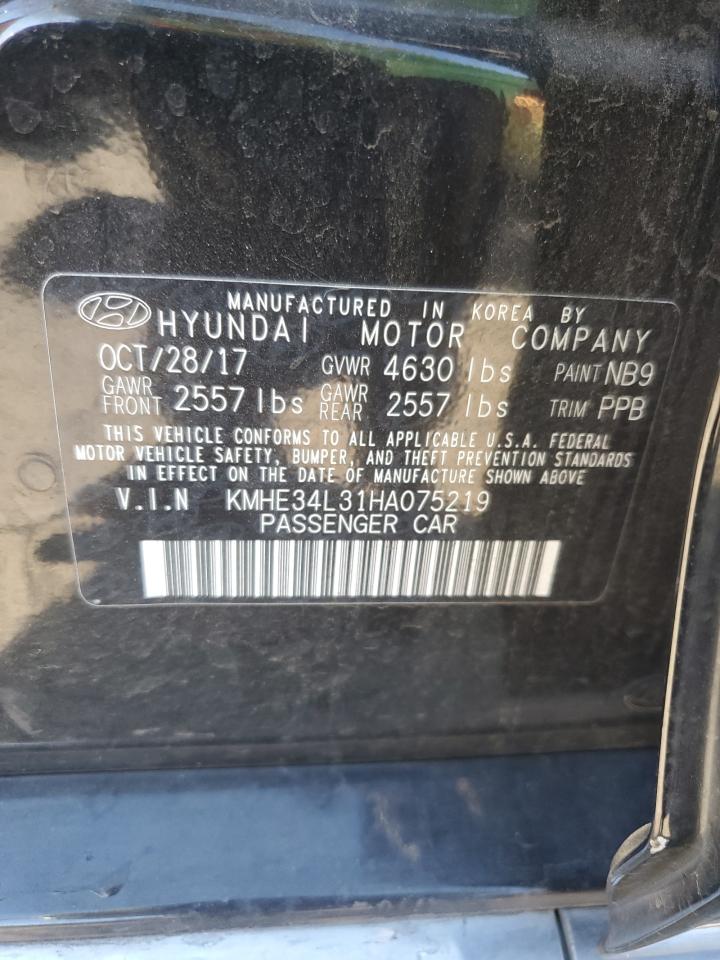 2017 Hyundai Sonata Hybrid VIN: KMHE34L31HA075219 Lot: 86843215