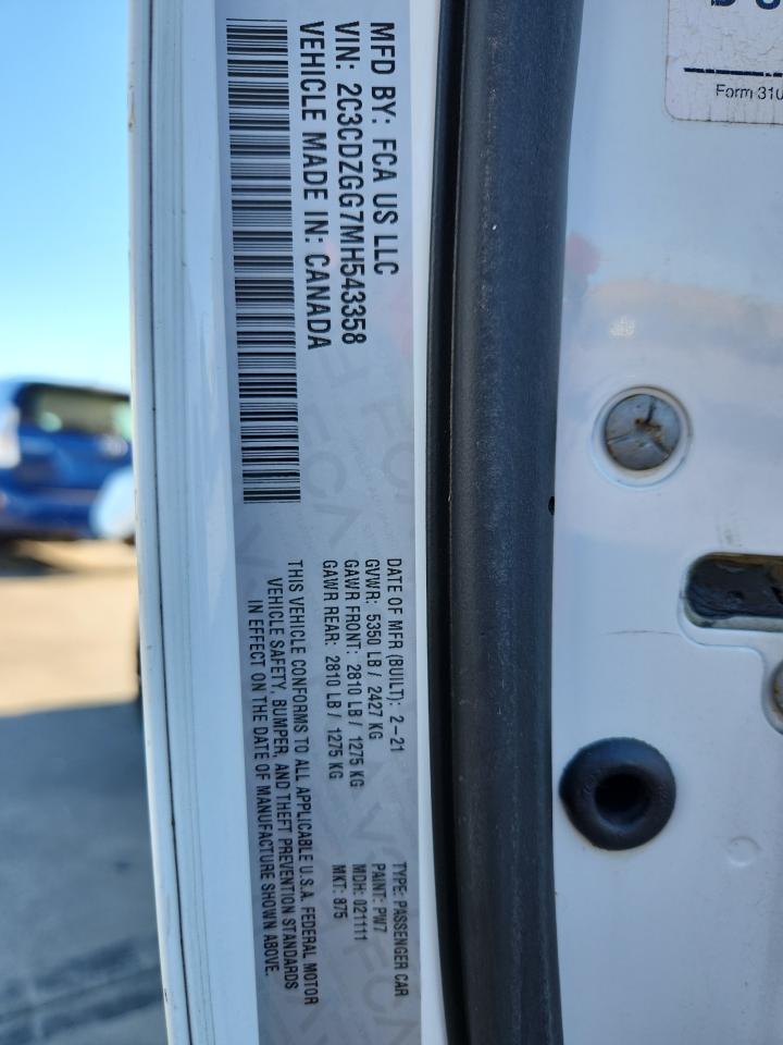 2021 Dodge Challenger Sxt VIN: 2C3CDZGG7MH543358 Lot: 86808895