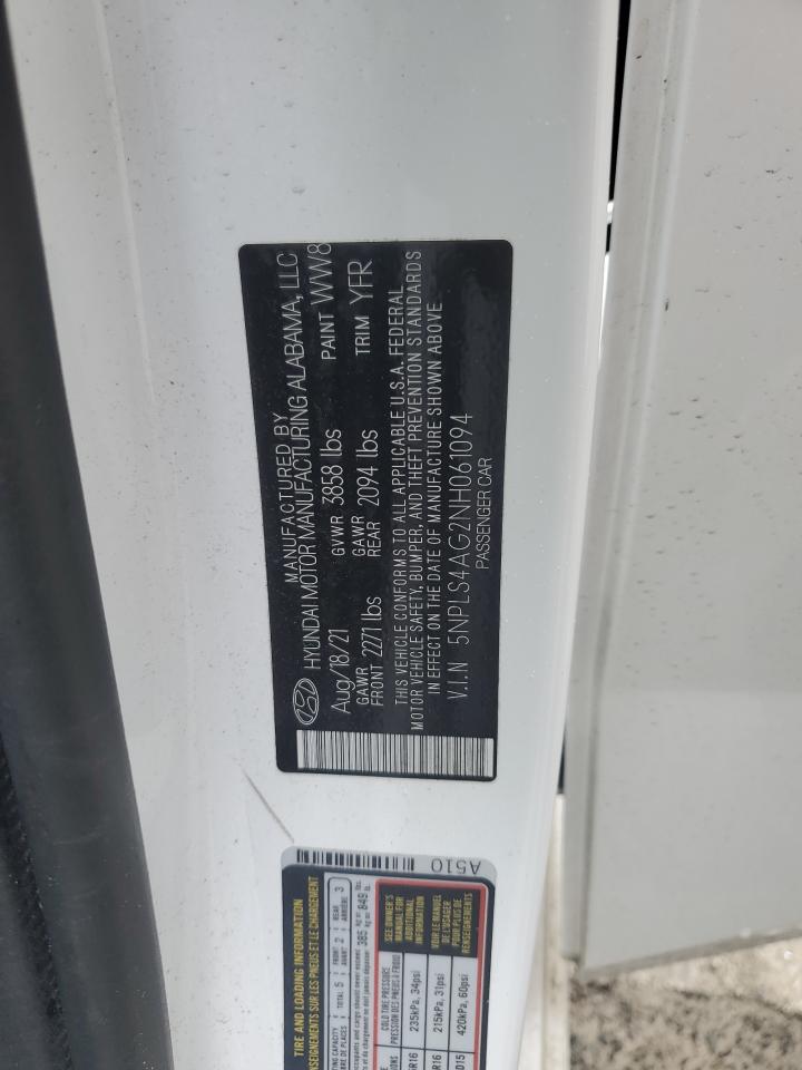 2022 Hyundai Elantra Sel VIN: 5NPLS4AG2NH061094 Lot: 85208835