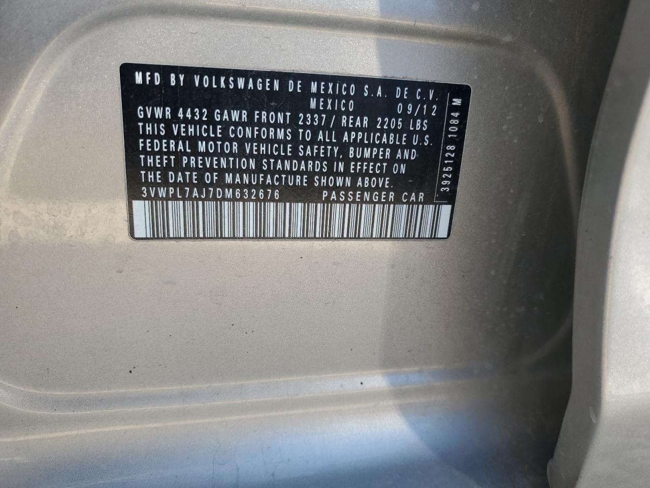 2013 Volkswagen Jetta Tdi VIN: 3VWPL7AJ7DM632676 Lot: 82313305