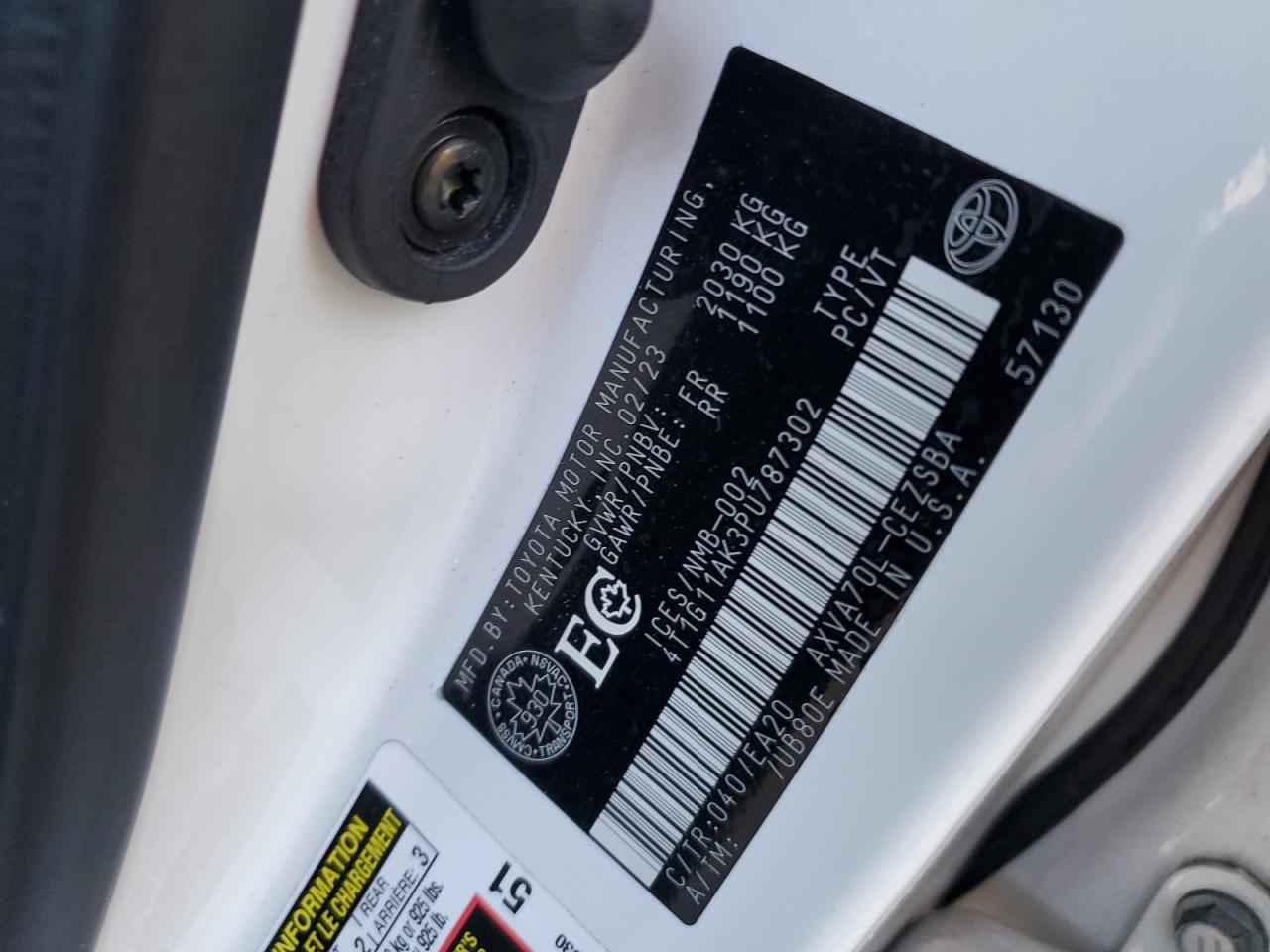 2023 Toyota Camry Se Night Shade VIN: 4T1G11AK3PU787302 Lot: 85308735