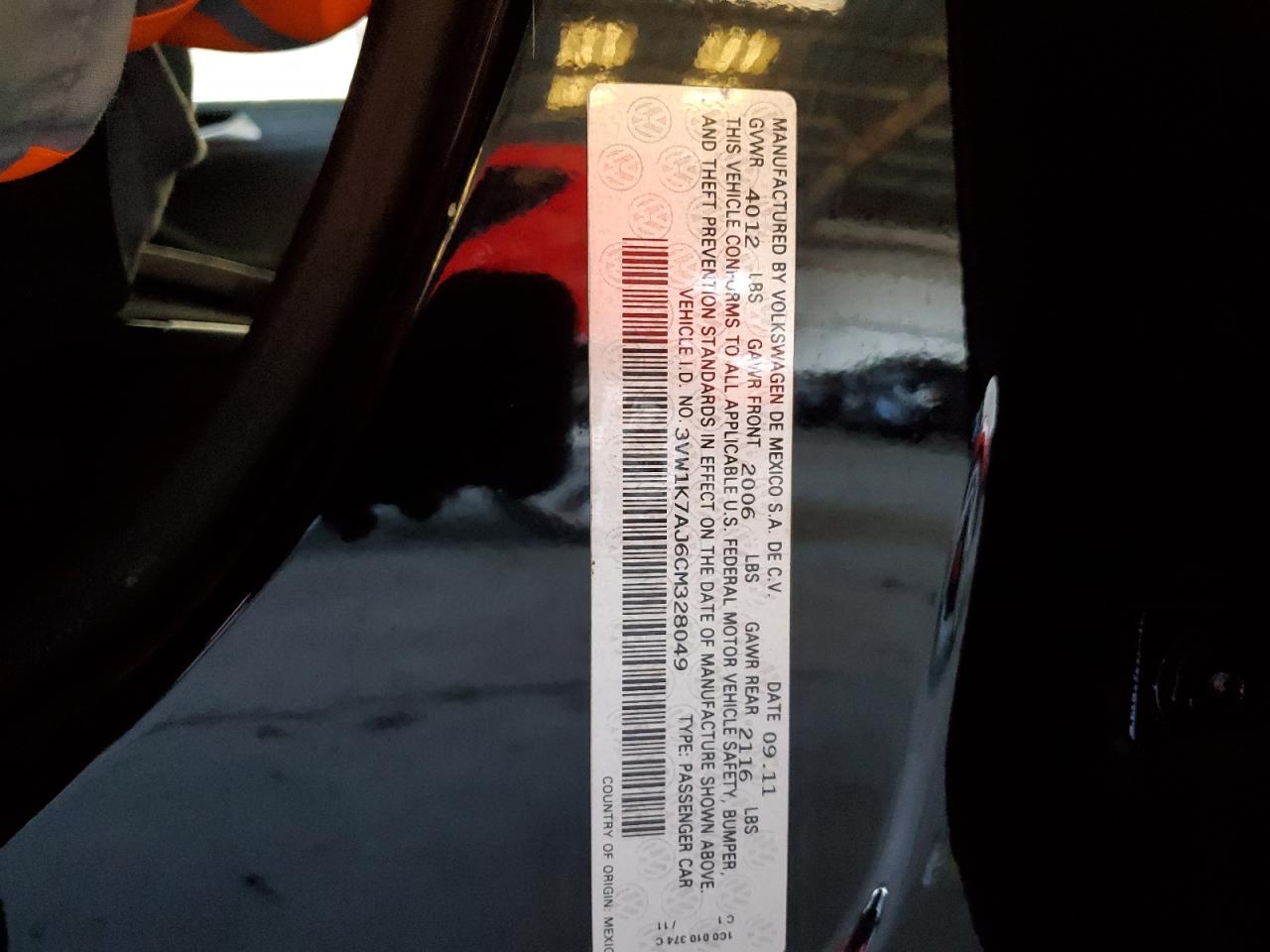 2012 Volkswagen Jetta Base VIN: 3VW1K7AJ6CM328049 Lot: 82281725