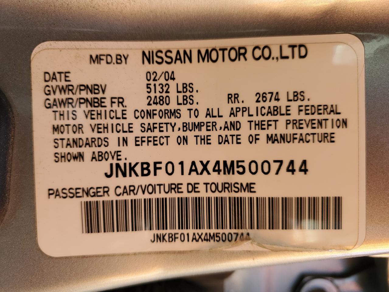 2004 Infiniti Q45 VIN: JNKBF01AX4M500744 Lot: 85590215