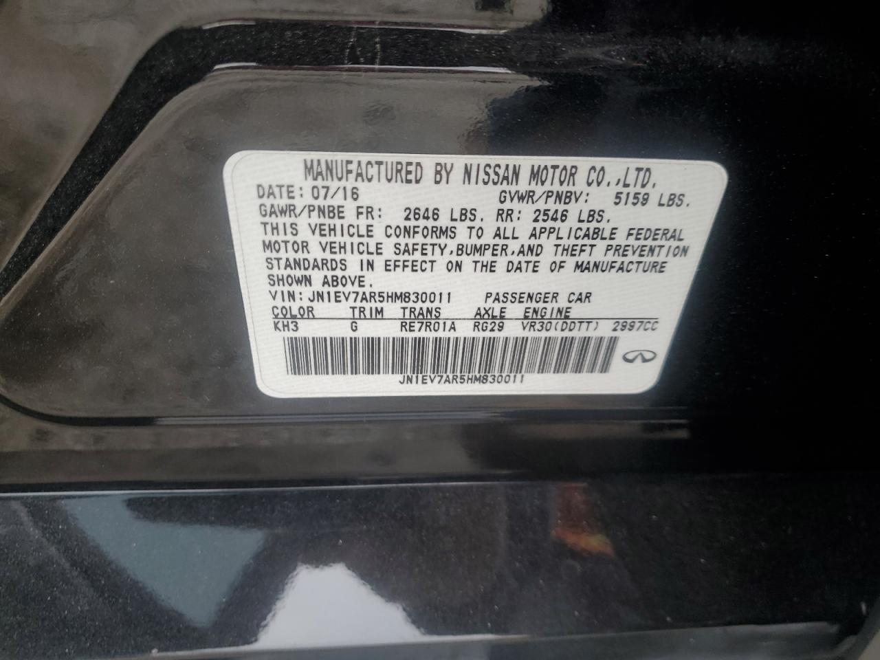 2017 Infiniti Q50 Premium VIN: JN1EV7AR5HM830011 Lot: 82403115