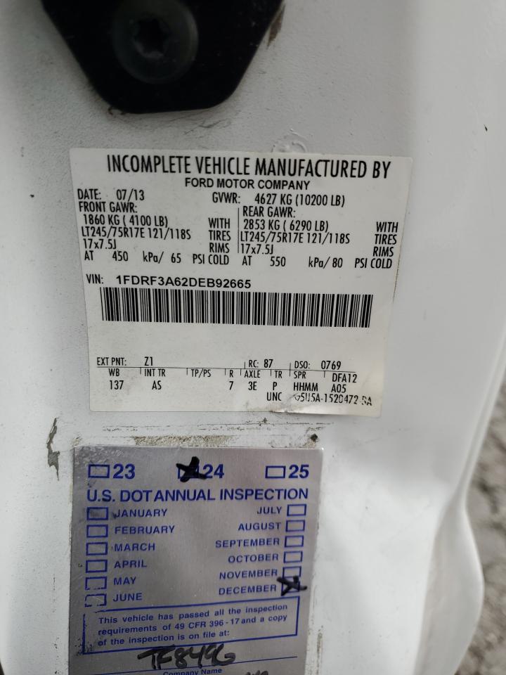 2013 Ford F350 Super Duty VIN: 1FDRF3A62DEB92665 Lot: 83864555