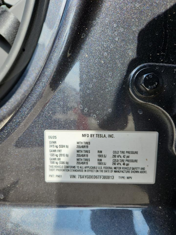 2026 Tesla Model Y VIN: 7SAYGDED6TF380813 Lot: 85929595