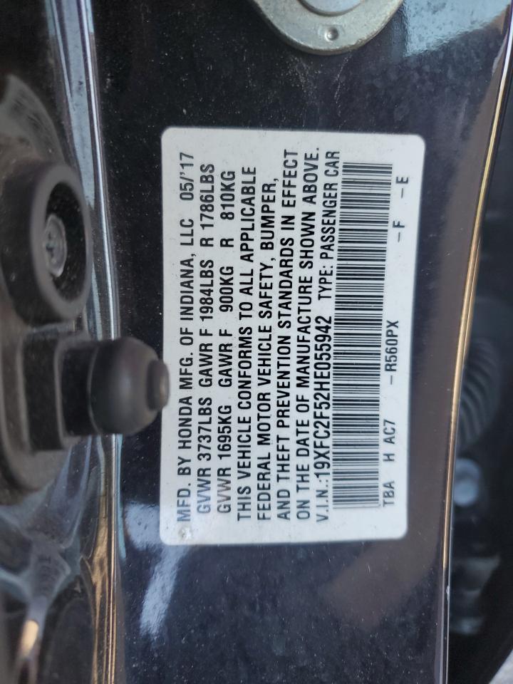 2017 Honda Civic Lx VIN: 19XFC2F52HE055942 Lot: 85892975