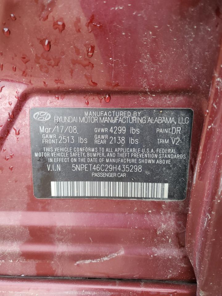 2009 Hyundai Sonata Gls VIN: 5NPET46C29H435298 Lot: 85865195