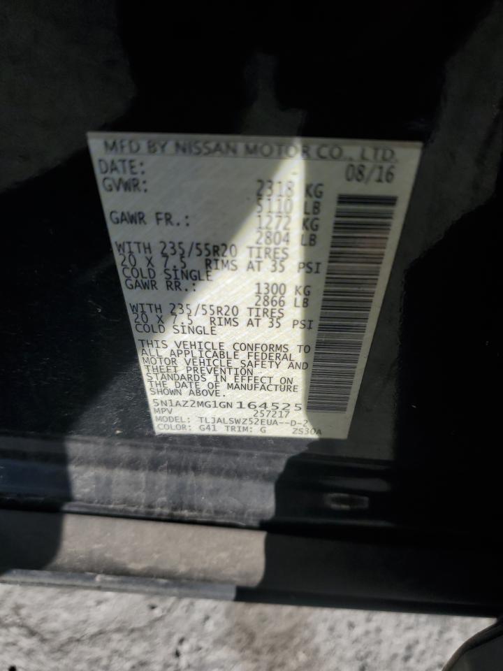 2016 Nissan Murano S VIN: 5N1AZ2MG1GN164525 Lot: 82346285