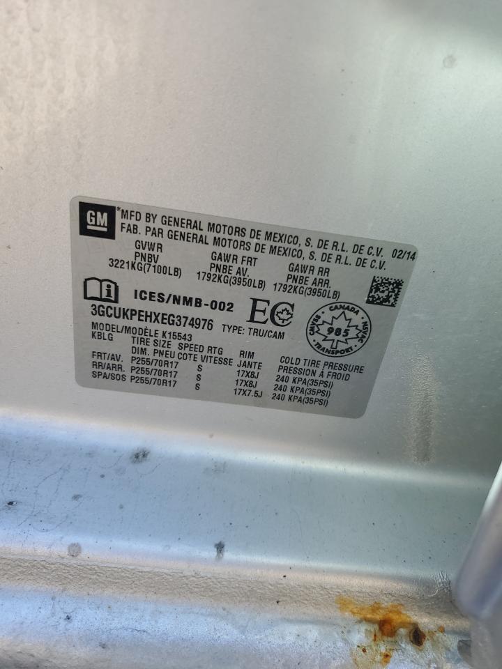 2014 Chevrolet Silverado K1500 VIN: 3GCUKPEHXEG374976 Lot: 81843105