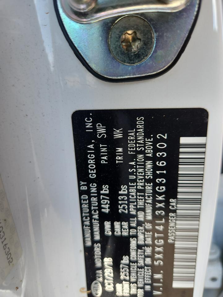 2019 Kia Optima Lx VIN: 5XXGT4L3XKG316302 Lot: 85726955