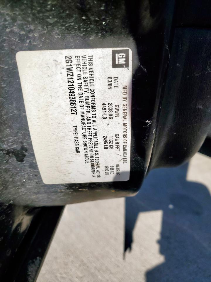 2004 Chevrolet Monte Carlo Ss Supercharged VIN: 2G1WZ121049386127 Lot: 85517935