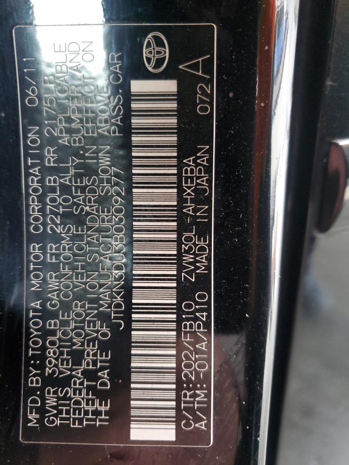 2011 Toyota Prius VIN: JTDKN3DU3B0309277 Lot: 86319335
