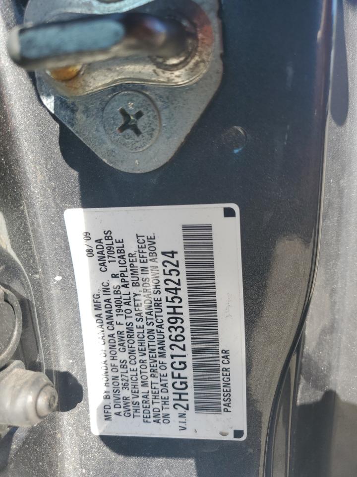 2009 Honda Civic Lx VIN: 2HGFG12639H542524 Lot: 85303455