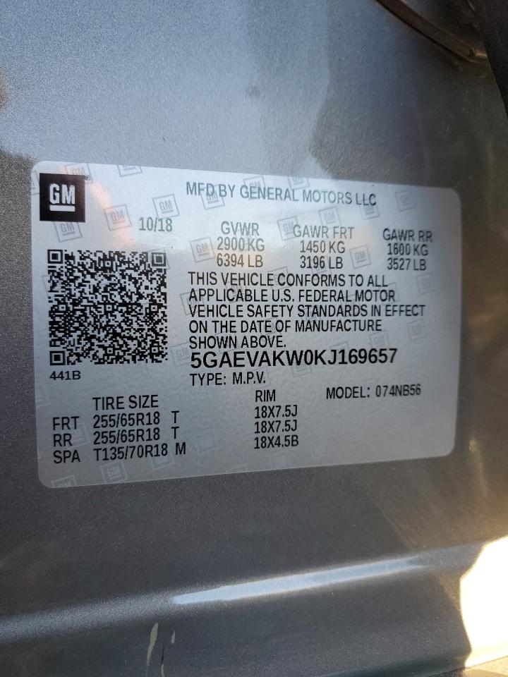 2019 Buick Enclave Essence VIN: 5GAEVAKW0KJ169657 Lot: 86609375