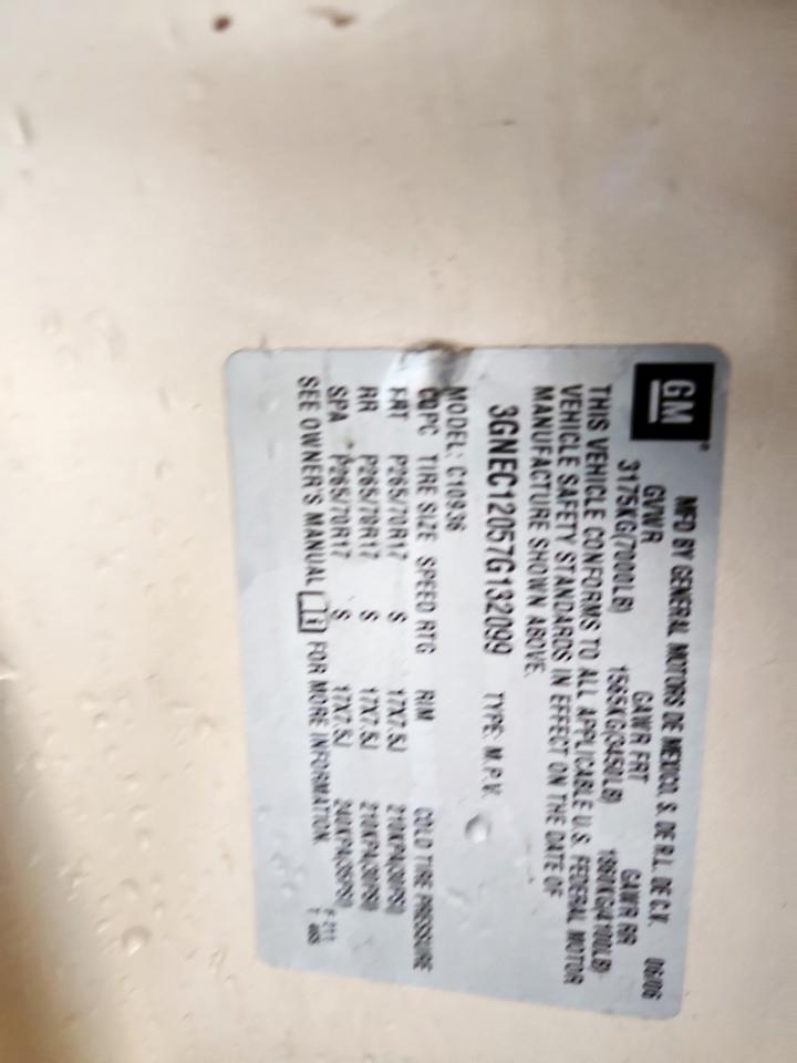 2007 Chevrolet Avalanche C1500 VIN: 3GNEC12057G132099 Lot: 85938155