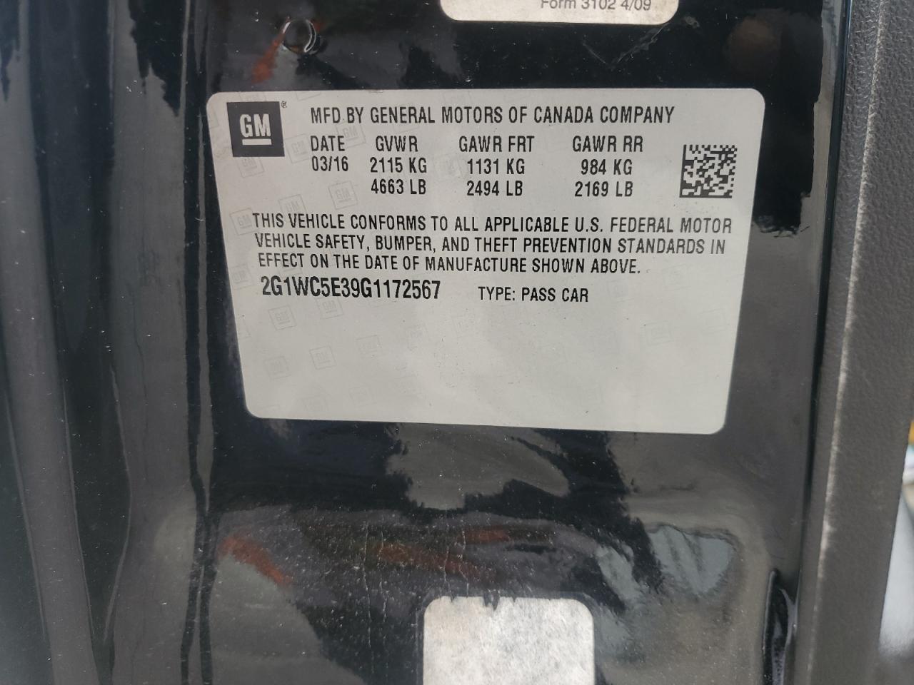 2016 Chevrolet Impala Limited Ltz VIN: 2G1WC5E39G1172567 Lot: 82340625