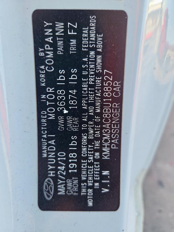 2011 Hyundai Accent Gl VIN: KMHCM3AC8BU188527 Lot: 85367175