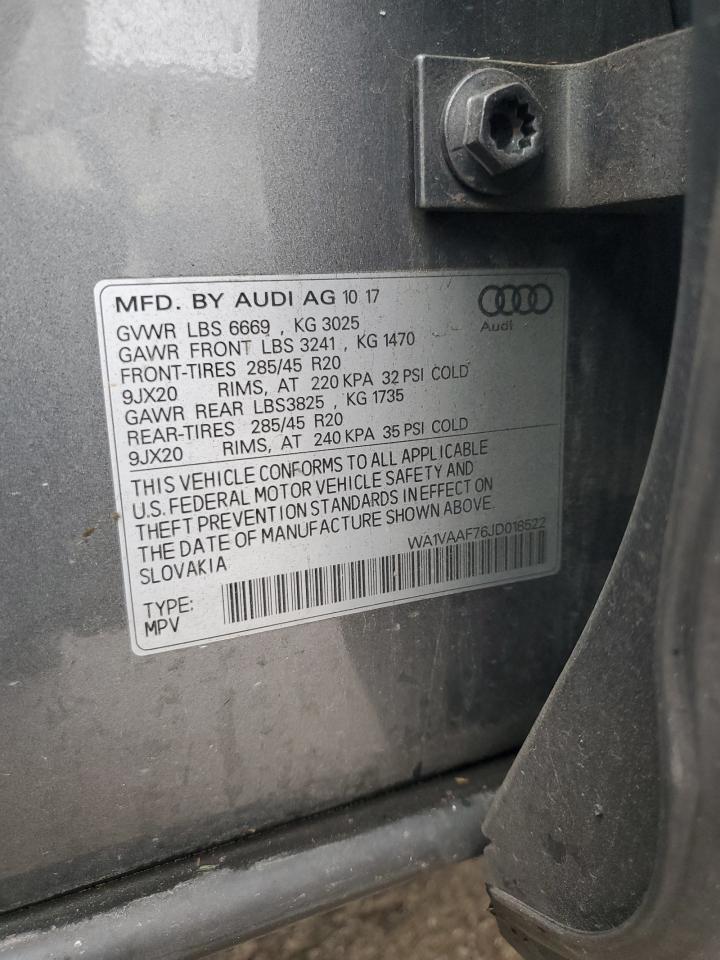 2018 Audi Q7 Prestige VIN: WA1VAAF76JD018522 Lot: 90330845
