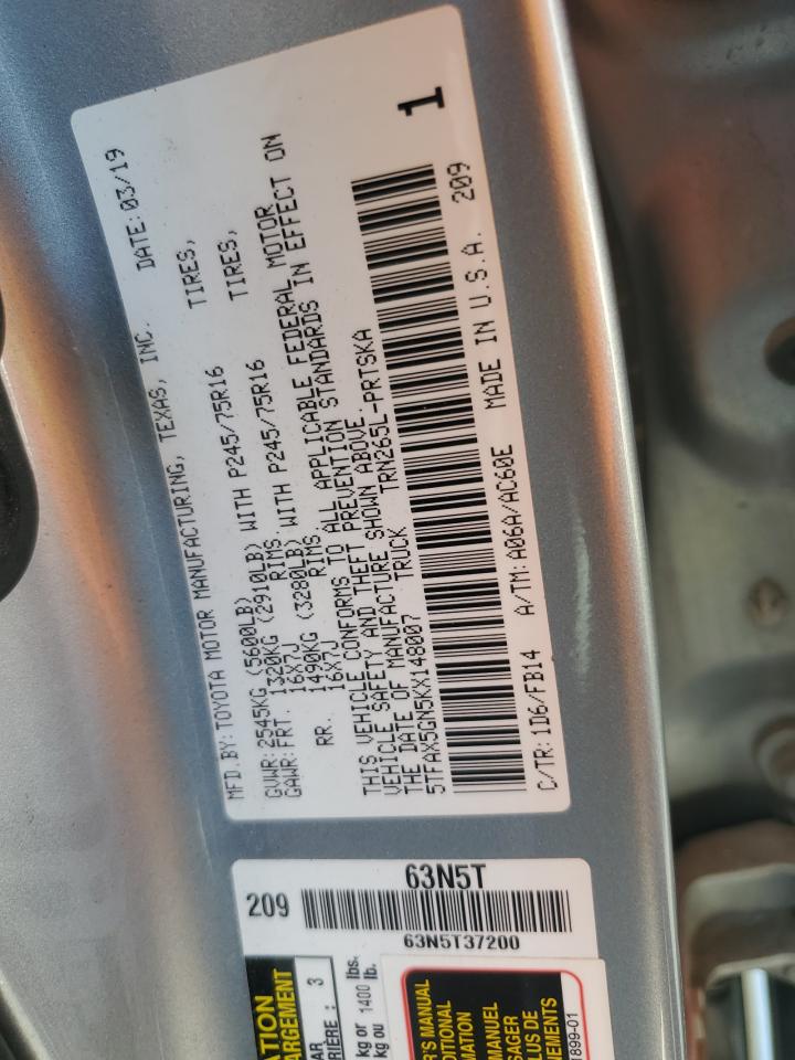 2019 Toyota Tacoma Double Cab VIN: 5TFAX5GN5KX148007 Lot: 90263275