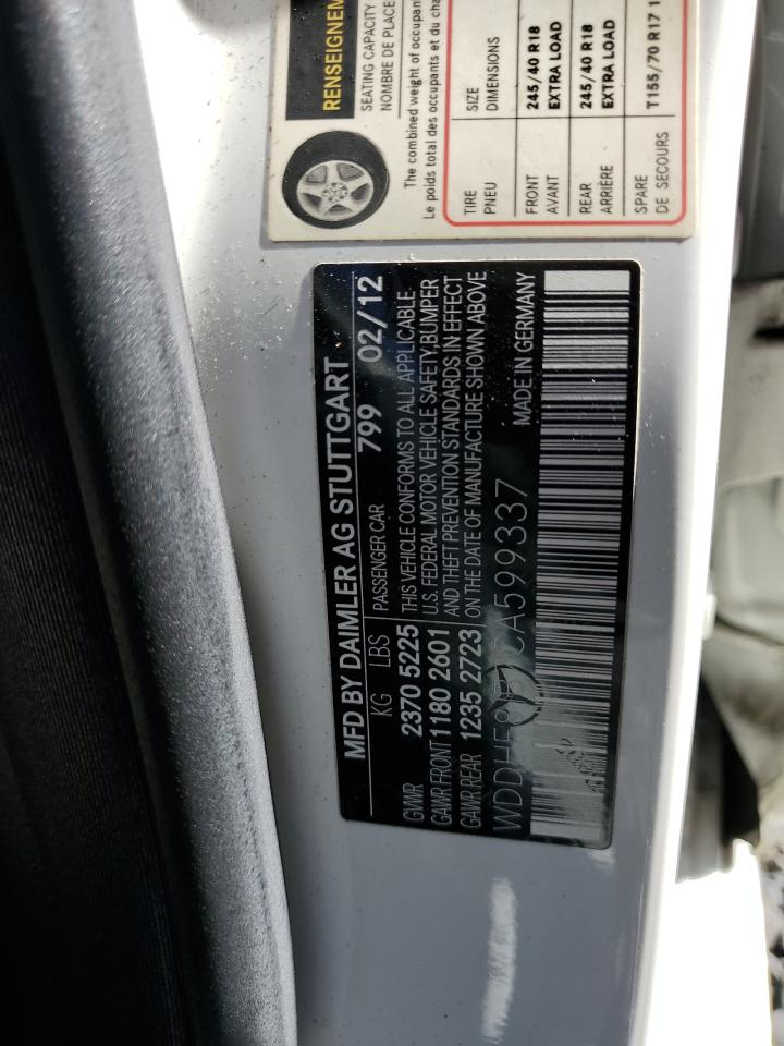 2012 Mercedes-Benz E 350 4Matic VIN: WDDHF8JB7CA599337 Lot: 85667885