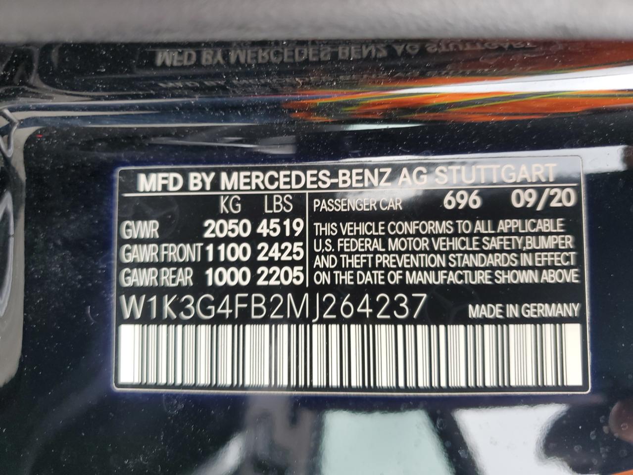 2021 Mercedes-Benz A 220 4Matic VIN: W1K3G4FB2MJ264237 Lot: 89808165