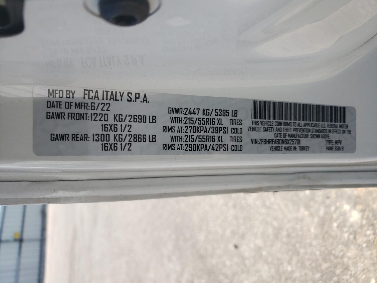 2022 Ram Promaster City Tradesman VIN: ZFBHRFAB0N6X25701 Lot: 90704145