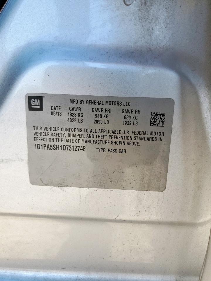2013 Chevrolet Cruze Ls VIN: 1G1PA5SH1D7312748 Lot: 84937045