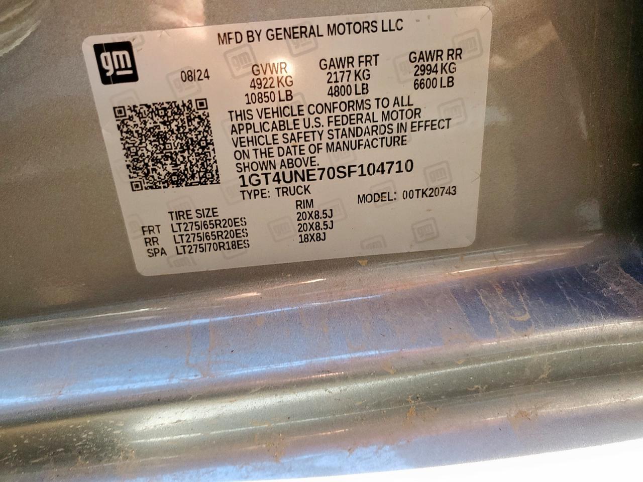 2025 GMC Sierra K2500 Slt VIN: 1GT4UNE70SF104710 Lot: 71930315