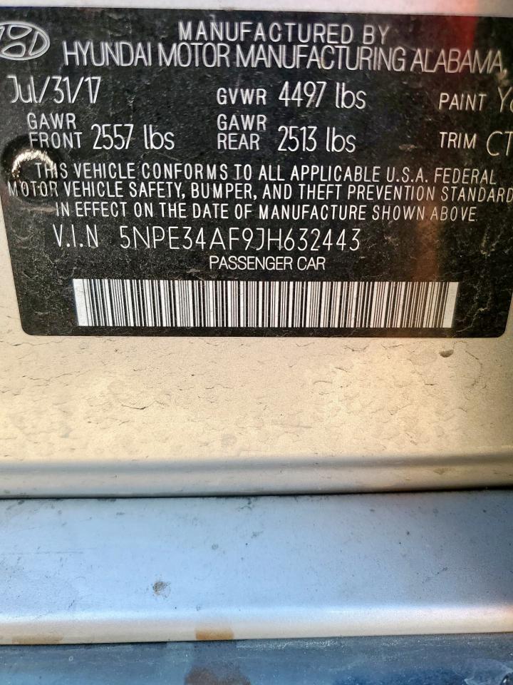 2018 Hyundai Sonata Sport VIN: 5NPE34AF9JH632443 Lot: 85778485