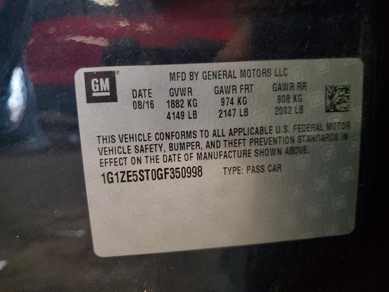 2016 Chevrolet Malibu Lt VIN: 1G1ZE5ST0GF350998 Lot: 82397795