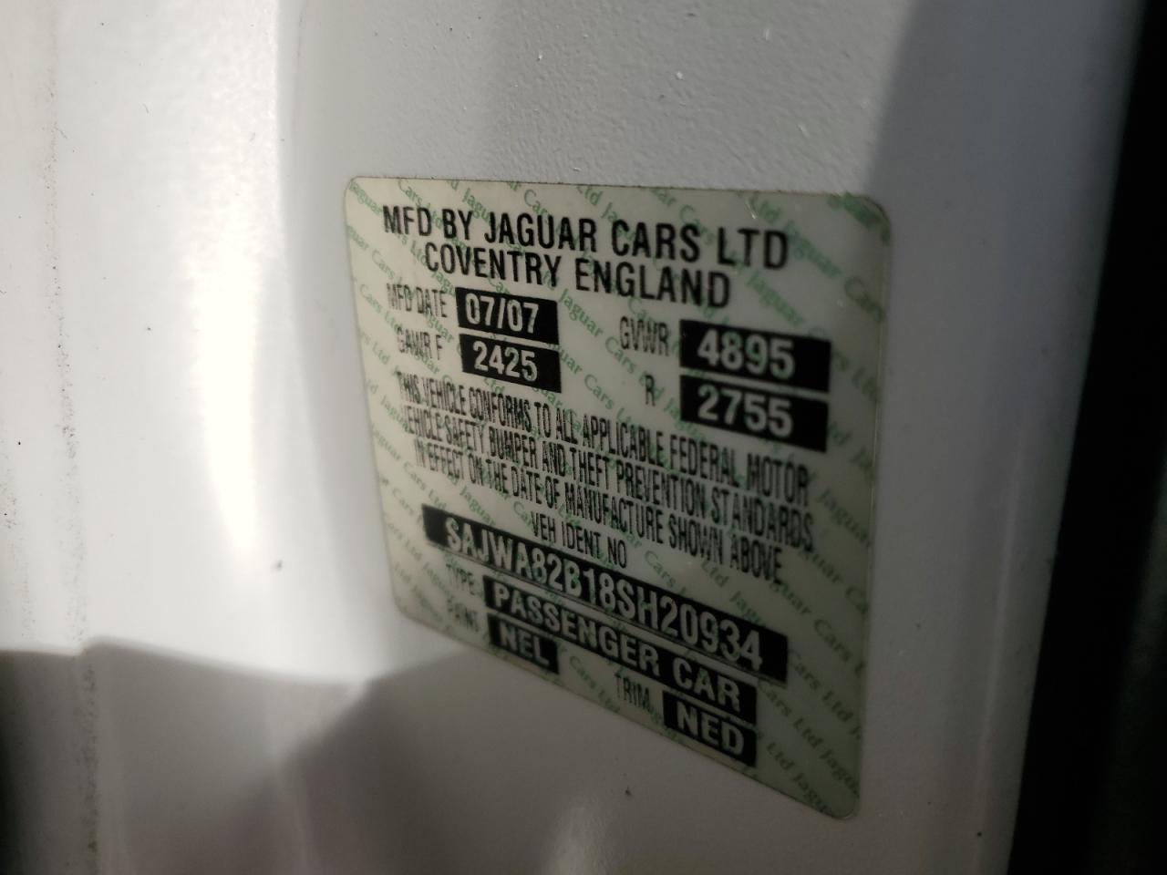 2008 Jaguar Xj Vanden Plas VIN: SAJWA82B18SH20934 Lot: 90242125