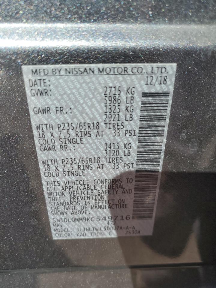 2019 Infiniti Qx60 Luxe VIN: 5N1DL0MM9KC549716 Lot: 85345345