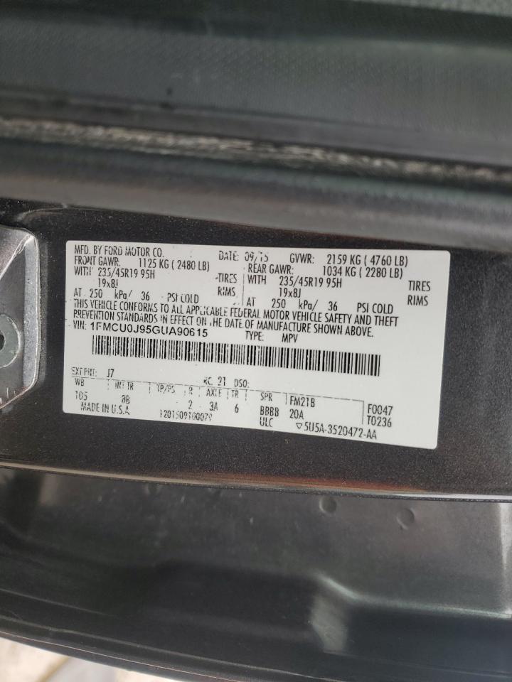 2016 Ford Escape Titanium VIN: 1FMCU0J95GUA90615 Lot: 89806635