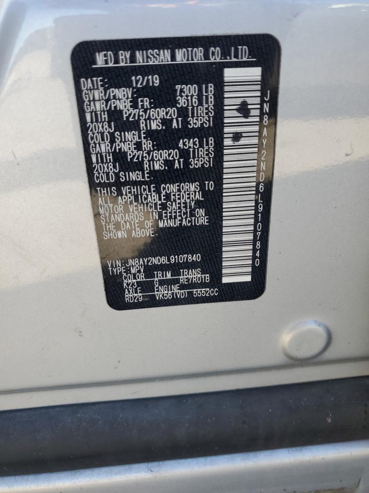 2020 Nissan Armada Sv VIN: JN8AY2ND6L9107840 Lot: 86624605