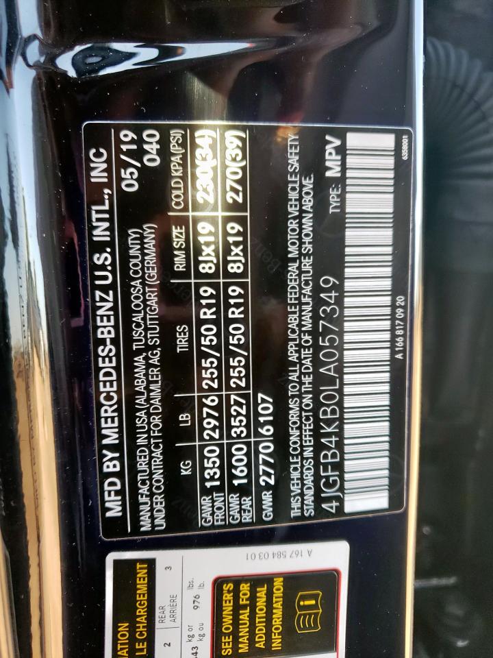 2020 Mercedes-Benz Gle 350 4Matic VIN: 4JGFB4KB0LA057349 Lot: 84810675