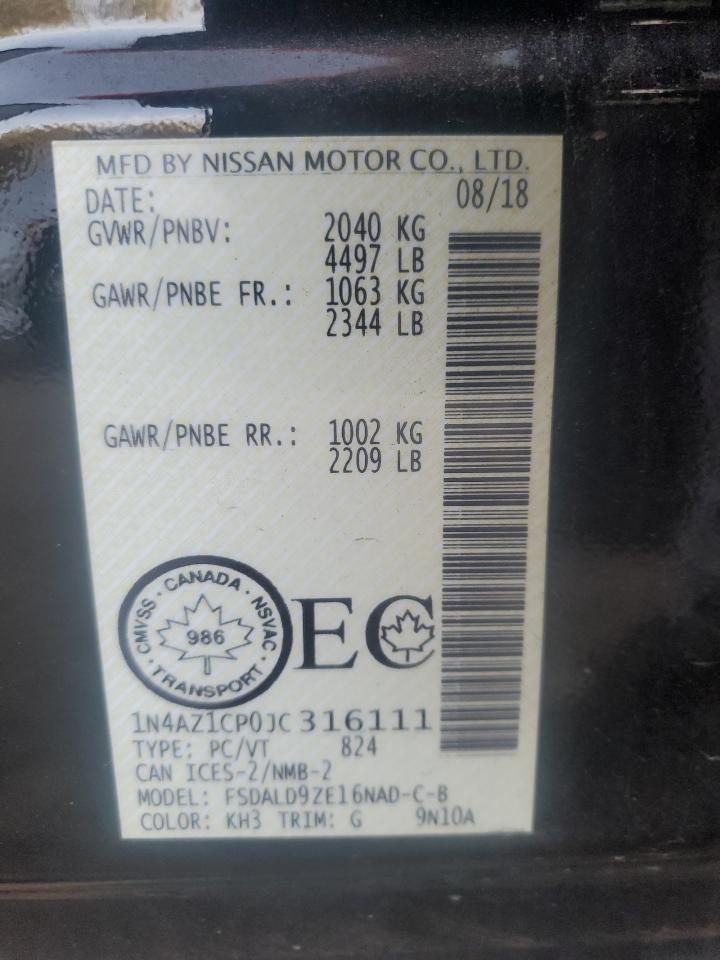 2018 Nissan Leaf S VIN: 1N4AZ1CP0JC316111 Lot: 84373925