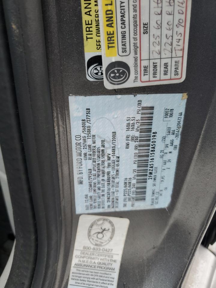 2005 Ford Freestar Se VIN: 2FMZA51615BA50198 Lot: 85127715