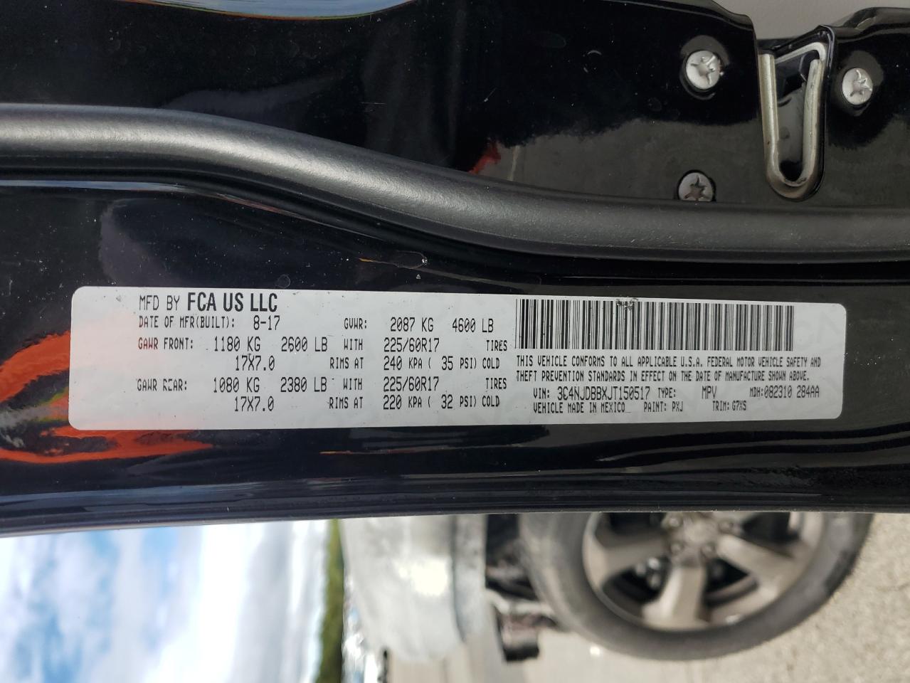 2018 Jeep Compass Latitude VIN: 3C4NJDBBXJT150517 Lot: 85744855