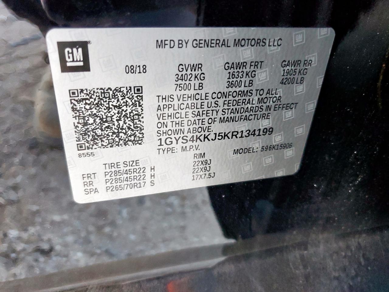 2019 Cadillac Escalade Esv Platinum VIN: 1GYS4KKJ5KR134199 Lot: 90343835