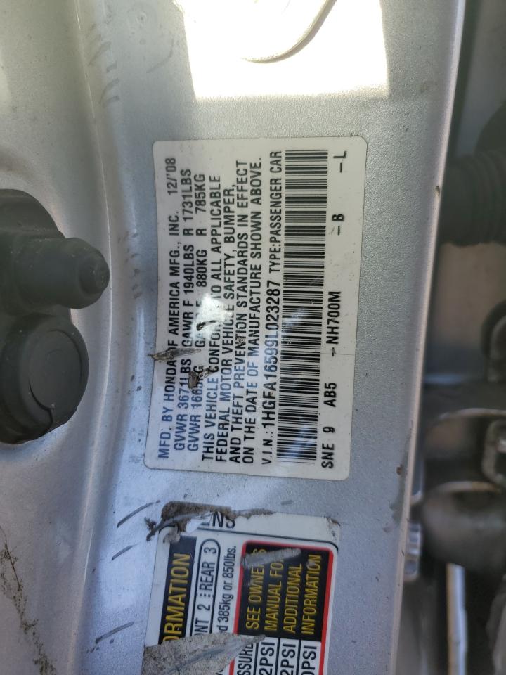 2009 Honda Civic Lx VIN: 1HGFA16599L023287 Lot: 82210065