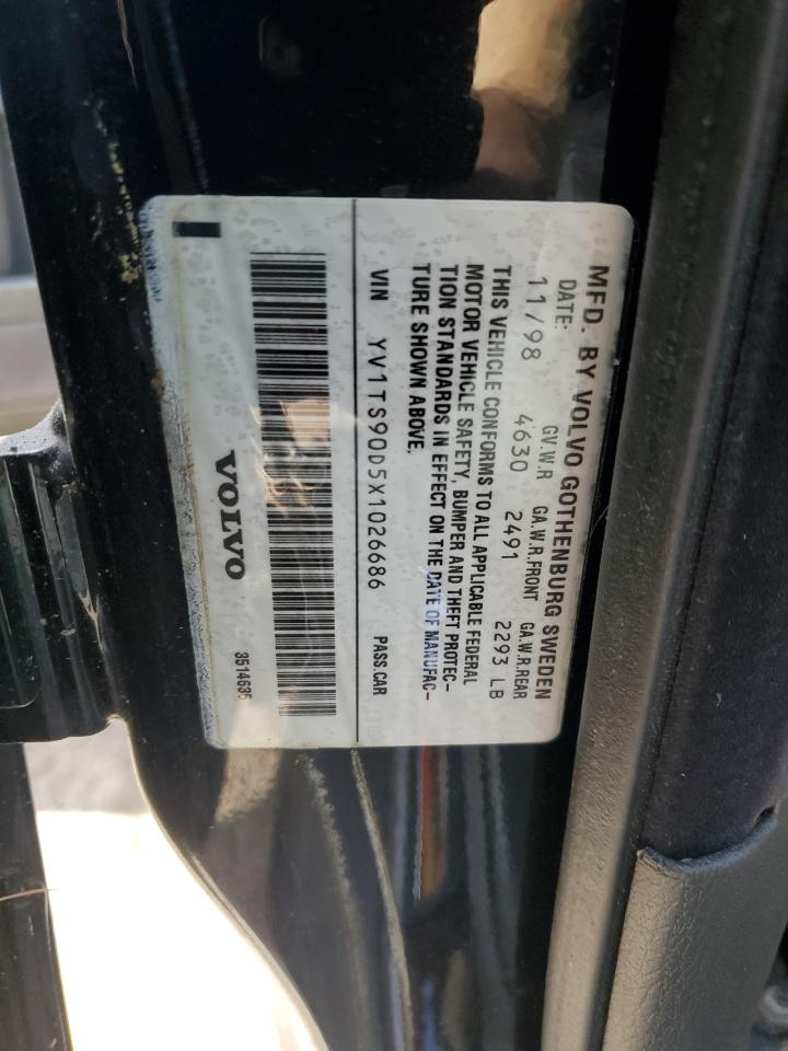 1999 Volvo S80 T6 Turbo VIN: YV1TS90D5X1026686 Lot: 85120055