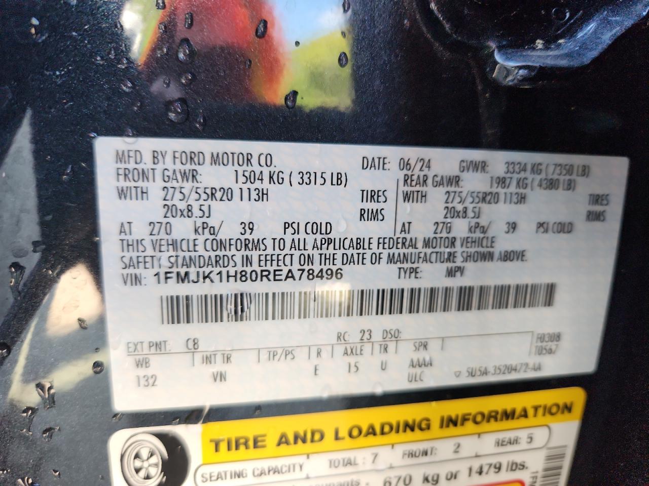 2024 Ford Expedition Max Xlt VIN: 1FMJK1H80REA78496 Lot: 83857755