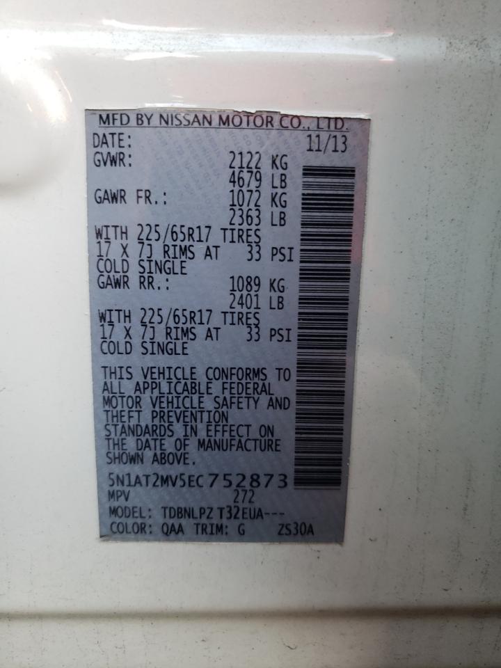 2014 Nissan Rogue S VIN: 5N1AT2MV5EC752873 Lot: 85518815