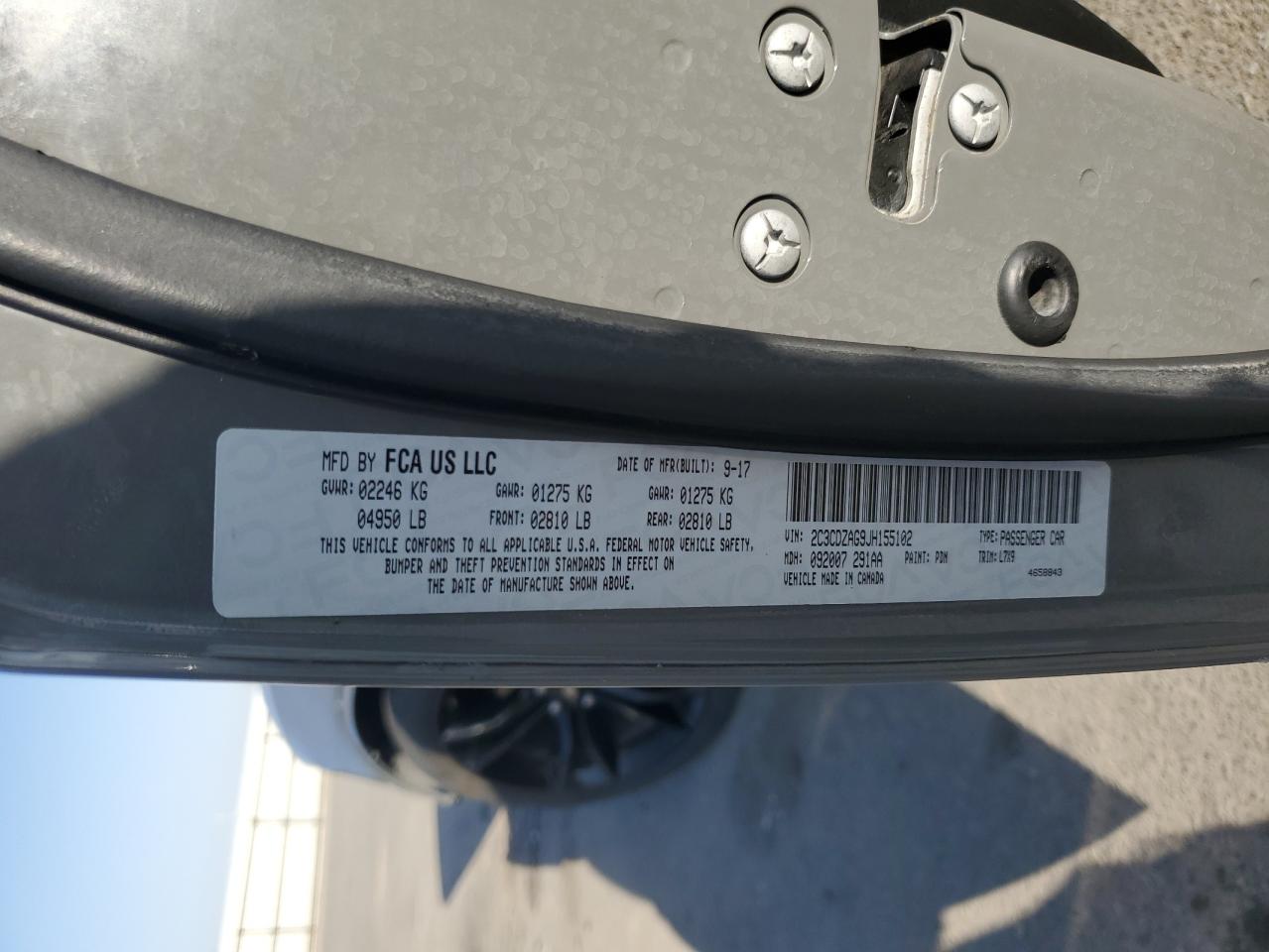 2018 Dodge Challenger Sxt VIN: 2C3CDZAG9JH155102 Lot: 81789595